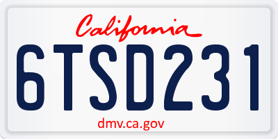 CA license plate 6TSD231