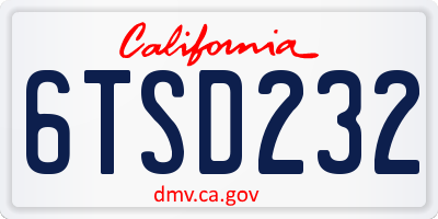 CA license plate 6TSD232