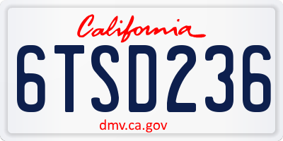 CA license plate 6TSD236