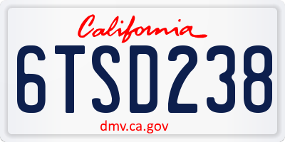 CA license plate 6TSD238