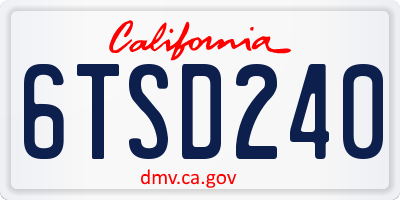 CA license plate 6TSD240