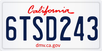 CA license plate 6TSD243