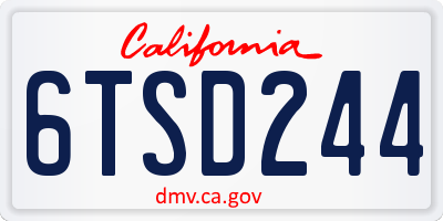 CA license plate 6TSD244