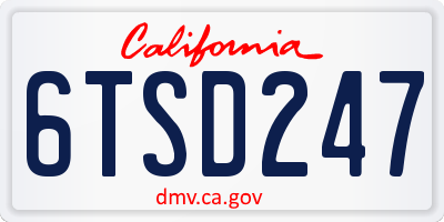 CA license plate 6TSD247