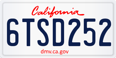 CA license plate 6TSD252