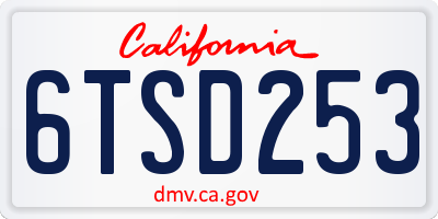 CA license plate 6TSD253