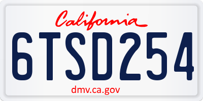 CA license plate 6TSD254