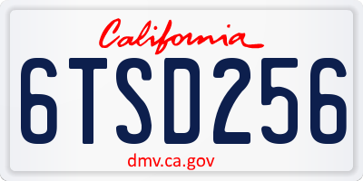 CA license plate 6TSD256