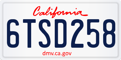 CA license plate 6TSD258