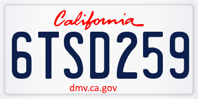 CA license plate 6TSD259