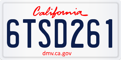 CA license plate 6TSD261