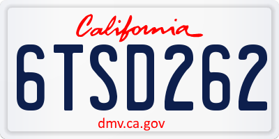 CA license plate 6TSD262