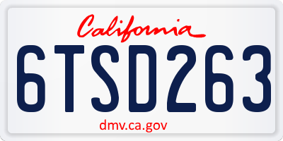 CA license plate 6TSD263