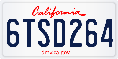 CA license plate 6TSD264