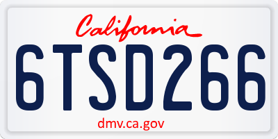 CA license plate 6TSD266