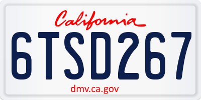 CA license plate 6TSD267