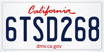 CA license plate 6TSD268