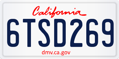 CA license plate 6TSD269