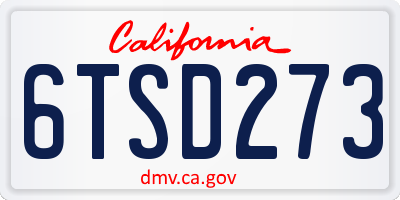 CA license plate 6TSD273