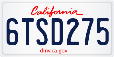 CA license plate 6TSD275