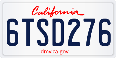 CA license plate 6TSD276