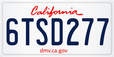 CA license plate 6TSD277