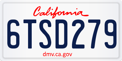 CA license plate 6TSD279