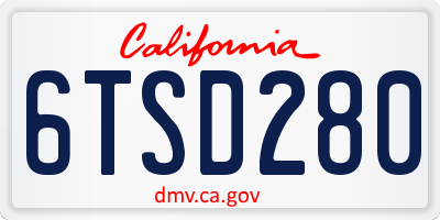 CA license plate 6TSD280