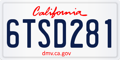 CA license plate 6TSD281