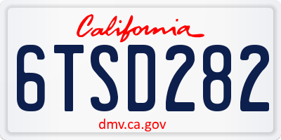 CA license plate 6TSD282