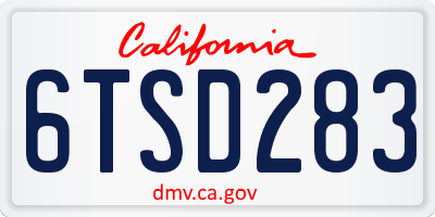 CA license plate 6TSD283