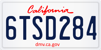 CA license plate 6TSD284