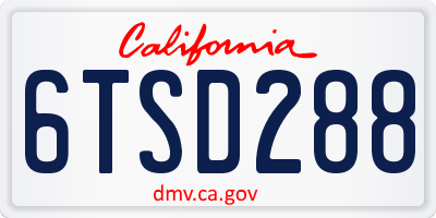 CA license plate 6TSD288