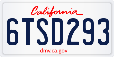 CA license plate 6TSD293