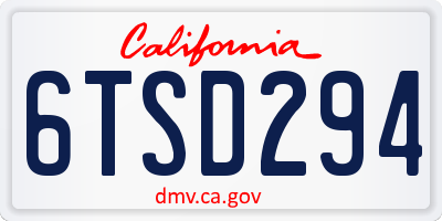 CA license plate 6TSD294