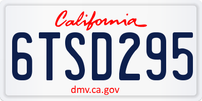 CA license plate 6TSD295