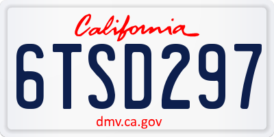 CA license plate 6TSD297
