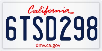 CA license plate 6TSD298