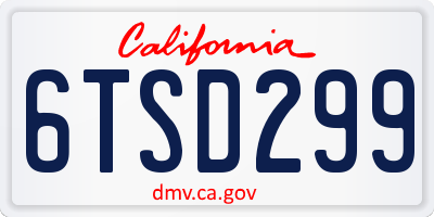 CA license plate 6TSD299