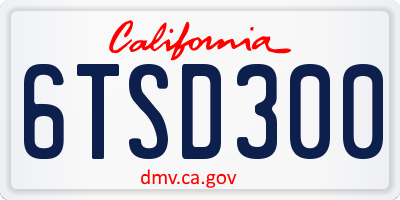 CA license plate 6TSD300