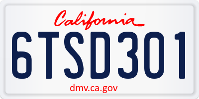 CA license plate 6TSD301