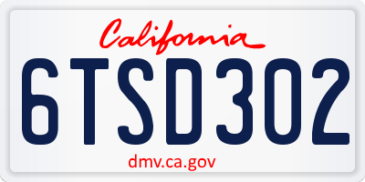 CA license plate 6TSD302