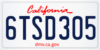 CA license plate 6TSD305