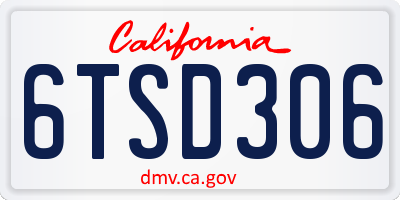 CA license plate 6TSD306