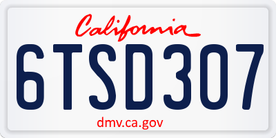 CA license plate 6TSD307