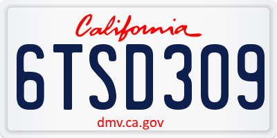 CA license plate 6TSD309
