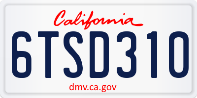 CA license plate 6TSD310