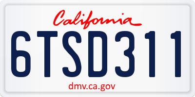 CA license plate 6TSD311