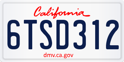 CA license plate 6TSD312