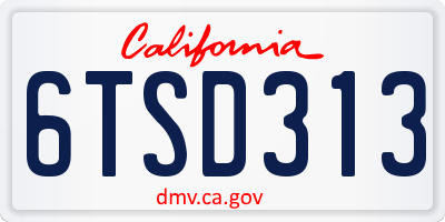 CA license plate 6TSD313
